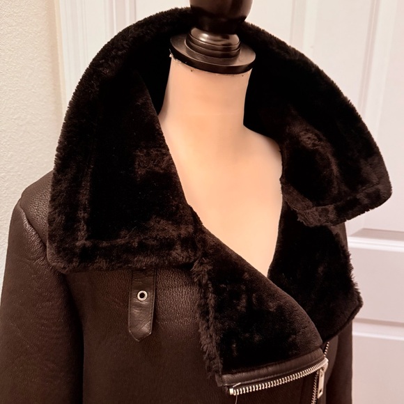 Women's Faux Shearing Moto Jacket Thick Lined Parka Winter Coat Leather Large - Picture 3 of 12